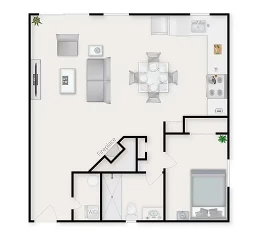 1 Bed 1 Bath 203 floor plan